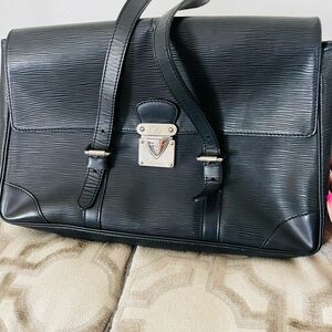 Louis Vuitton Black Epi Leather Segur Messenger Bag with Silver Hardware